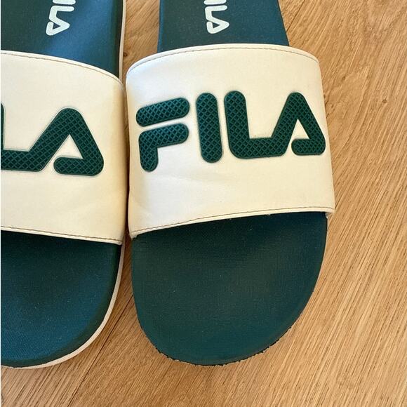 Fila - Slide Sandals in Cream & Green - Picture 4 of 4